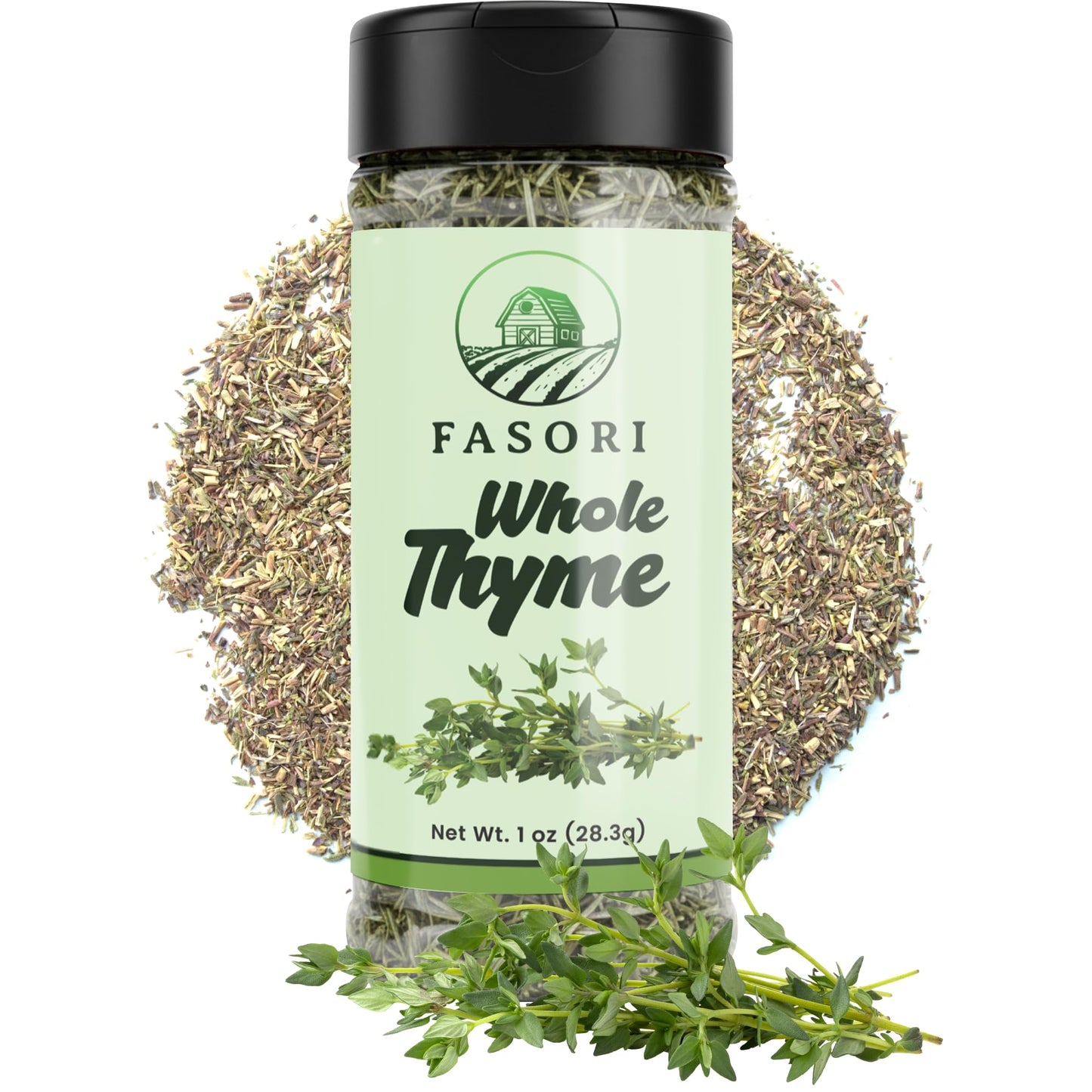 Fasori Thyme Leaves 1 oz (28 g) β Premium Dried Whole Thyme Herb, Aromatic Mediterranean Spice for Cooking, Roasts, Chicken & Vegetables