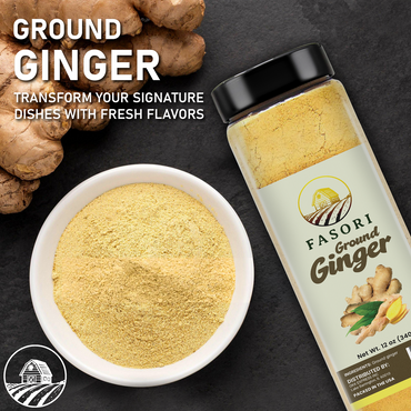 Fasori Ground Ginger Powder 12 oz (340 g) – Premium Fine Ginger Root, Fresh & Aromatic, Perfect for Cooking, Baking, Smoothies & Tea