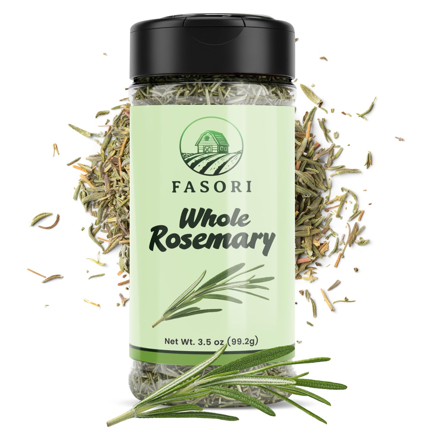Fasori Rosemary Whole Leaves 3.5 oz (99 g) – Premium Dried Whole Rosemary Herb, Aromatic Mediterranean Spice for Cooking, Roasts, Chicken & Potatoes