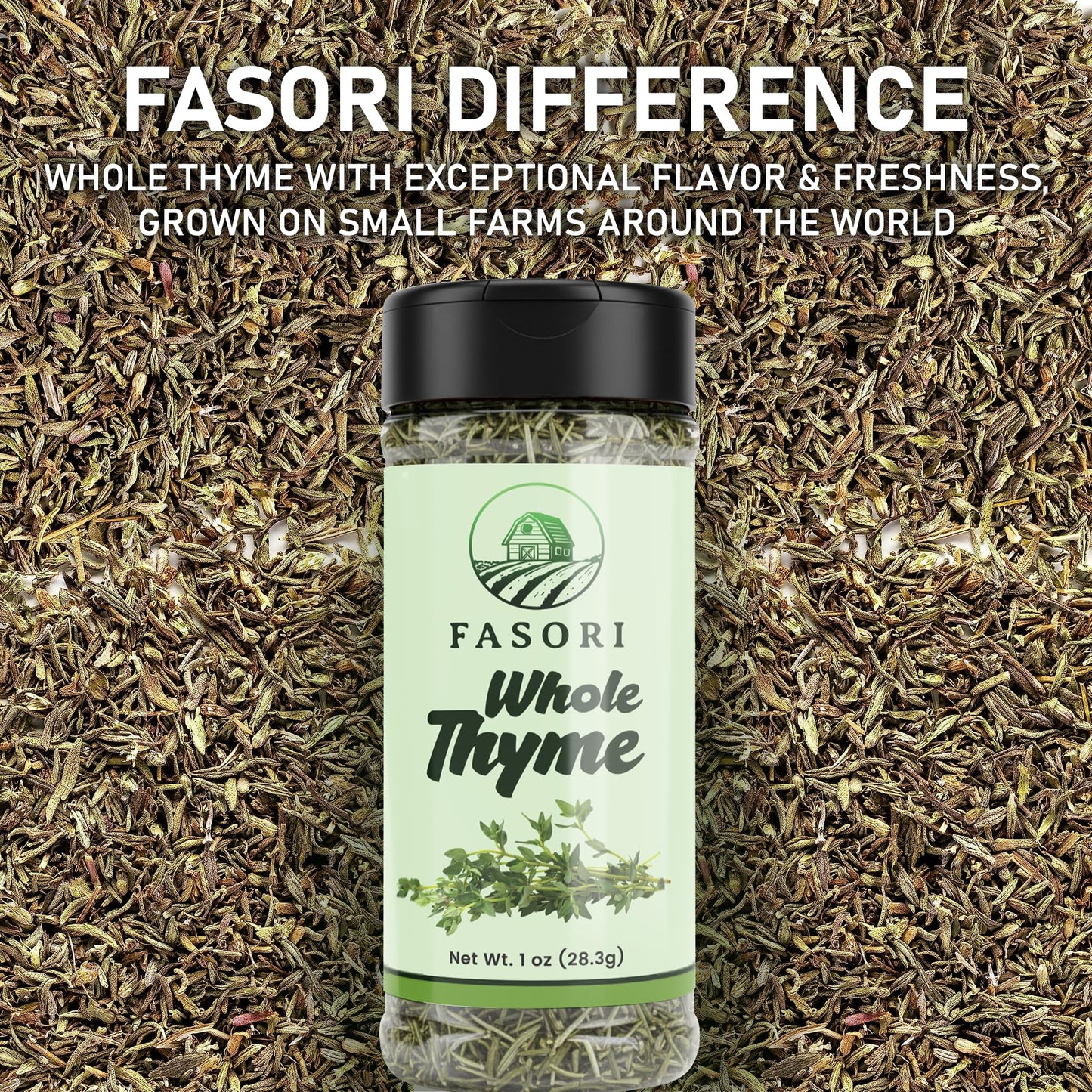 Fasori Thyme Leaves 1 oz (28 g) – Premium Dried Whole Thyme Herb, Aromatic Mediterranean Spice for Cooking, Roasts, Chicken & Vegetables