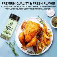 Fasori Thyme Leaves 1 oz (28 g) – Premium Dried Whole Thyme Herb, Aromatic Mediterranean Spice for Cooking, Roasts, Chicken & Vegetables