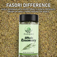 Fasori Rosemary Whole Leaves 3.5 oz (99 g) – Premium Dried Whole Rosemary Herb, Aromatic Mediterranean Spice for Cooking, Roasts, Chicken & Potatoes