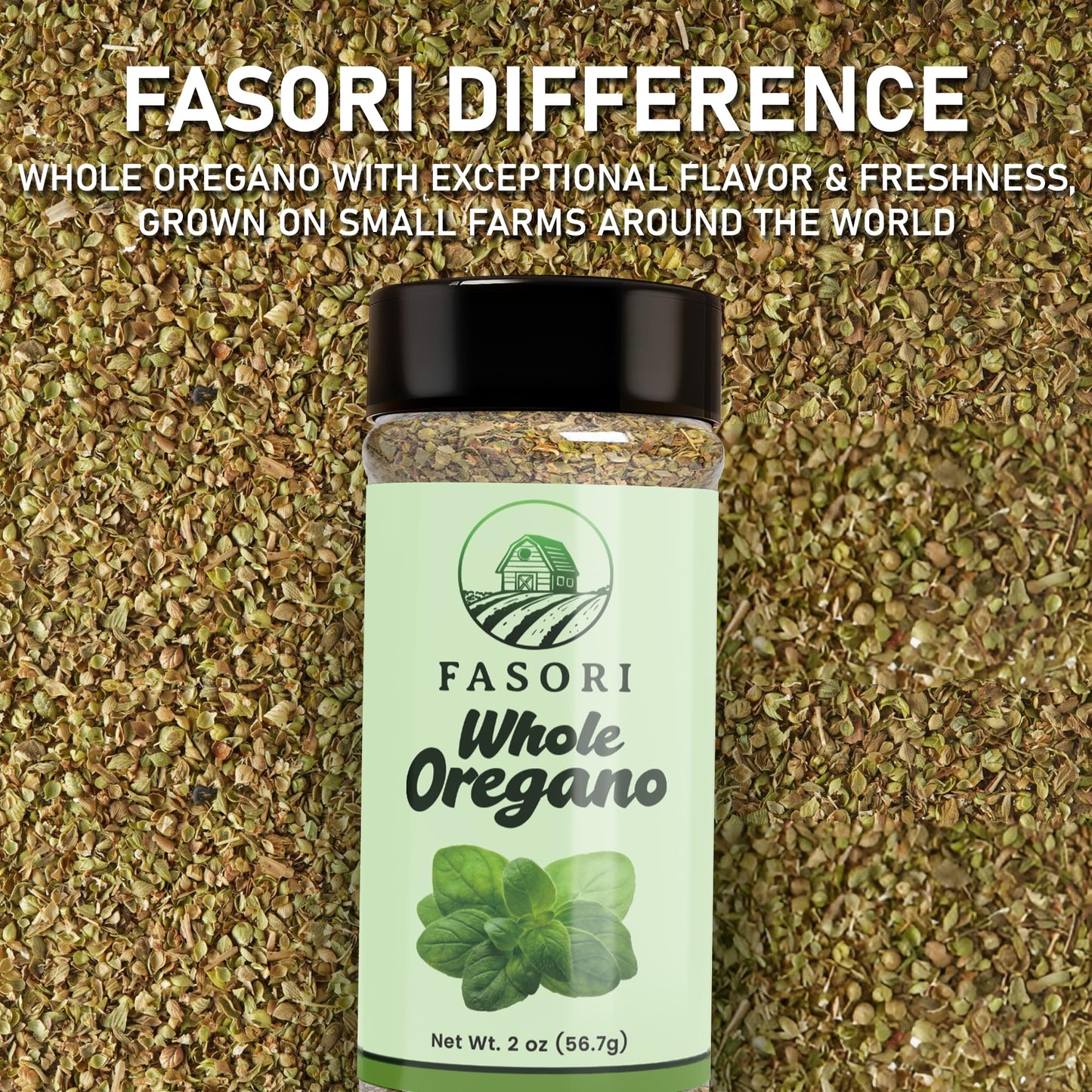 Fasori Oregano Whole Leaves 2 oz (57 g) – Premium Dried Oregano, Aromatic Mediterranean Herb for Italian Cooking, Pizza, Pasta & Sauces