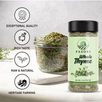 Fasori Thyme Leaves 2 oz (57 g) – Premium Dried Whole Thyme Herb, Aromatic Mediterranean Spice for Cooking, Roasts, Chicken & Vegetables