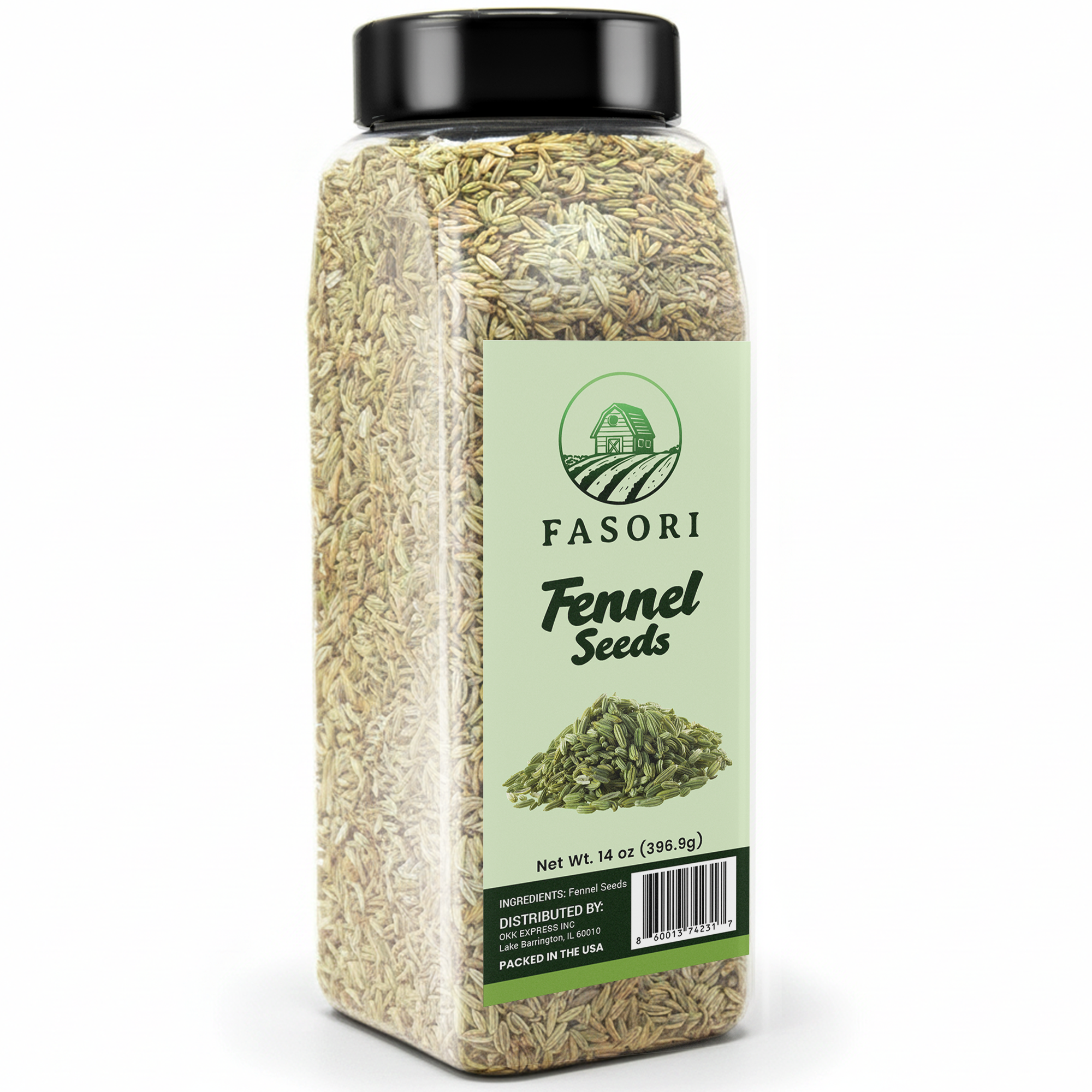 Fasori Fennel Seeds Whole 14 oz (397 g) – Premium Dried Fennel Seed, Aromatic Mediterranean & Indian Spice for Cooking, Tea & Seasoning
