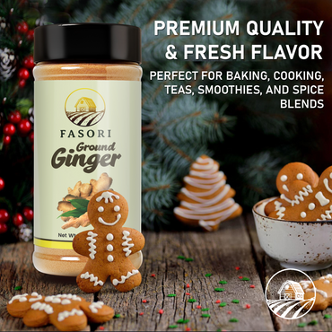 Fasori Ground Ginger Powder 6 oz (170 g) – Premium Fine Ginger Root, Fresh & Aromatic, Perfect for Cooking, Baking, Smoothies & Tea