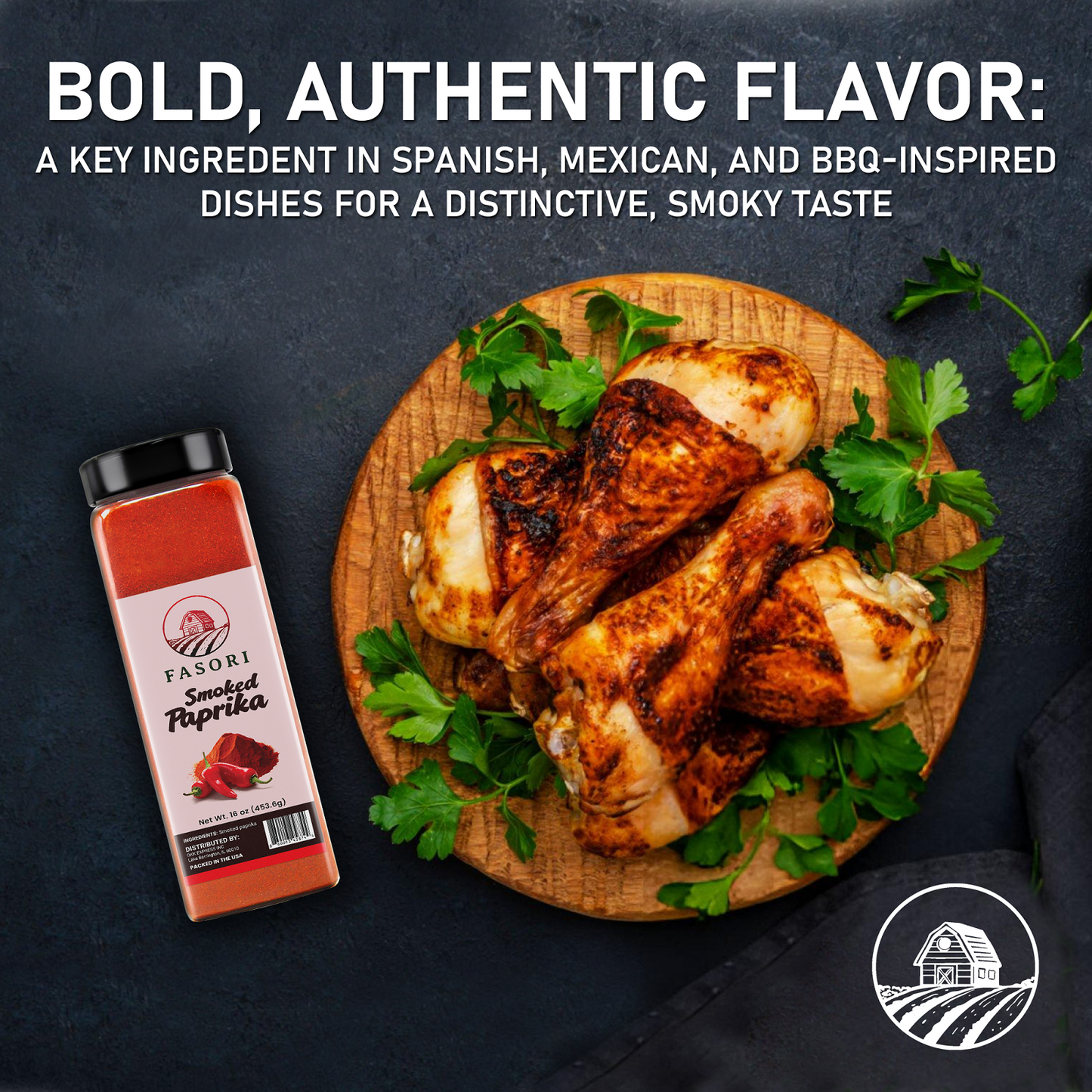 Fasori Smoked Paprika Powder 16 oz (453 g) – Oak Wood Smoked Paprika Spice, Bold Smoky Flavor, Perfect for Cooking, BBQ & Grilling