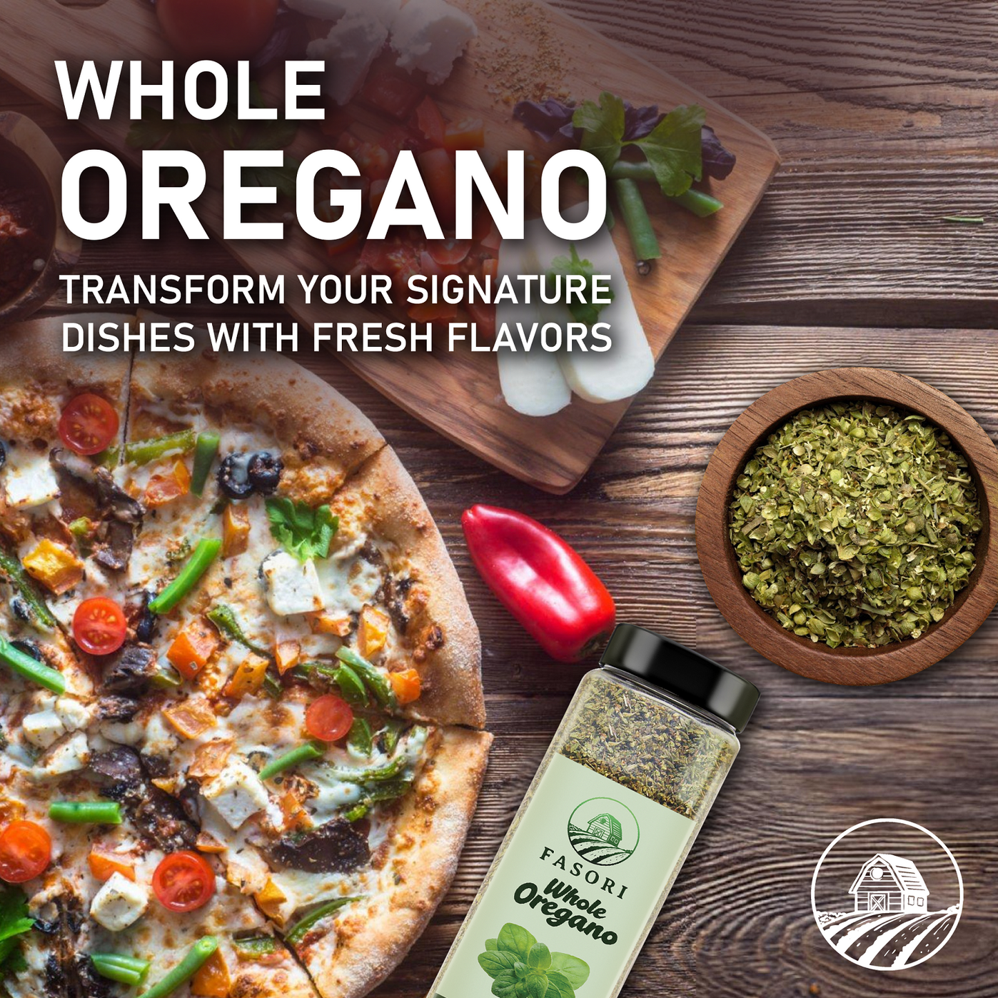 Fasori Oregano Whole Leaves 5.5 oz (156 g) – Premium Dried Oregano, Aromatic Mediterranean Herb for Italian Cooking, Pizza, Pasta & Sauces