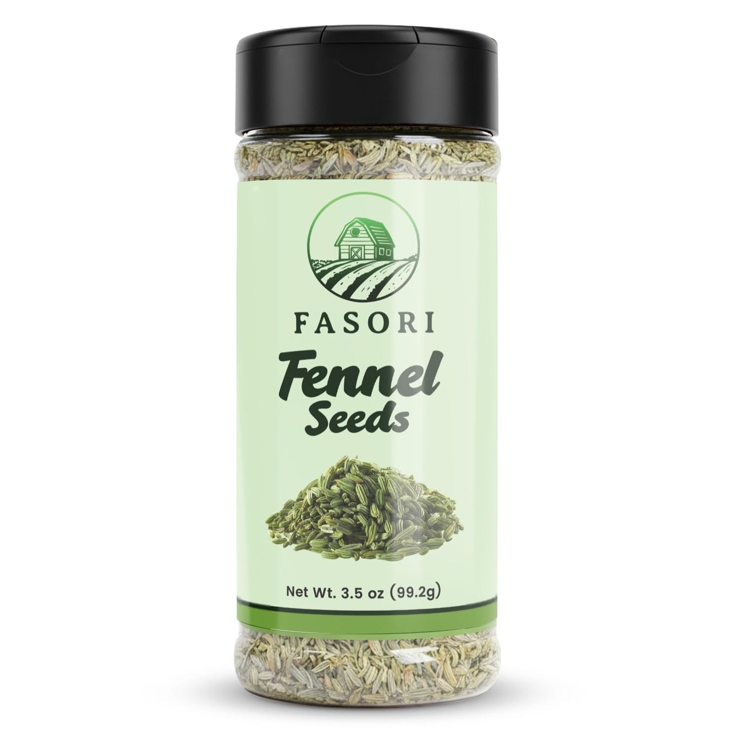 Fasori Fennel Seeds Whole 3.5 oz (99 g) Premium Dried Fennel for Cooking, Tea, Digestion, Indian Spices, Mediterranean Recipes, Seasoning, Vegan.