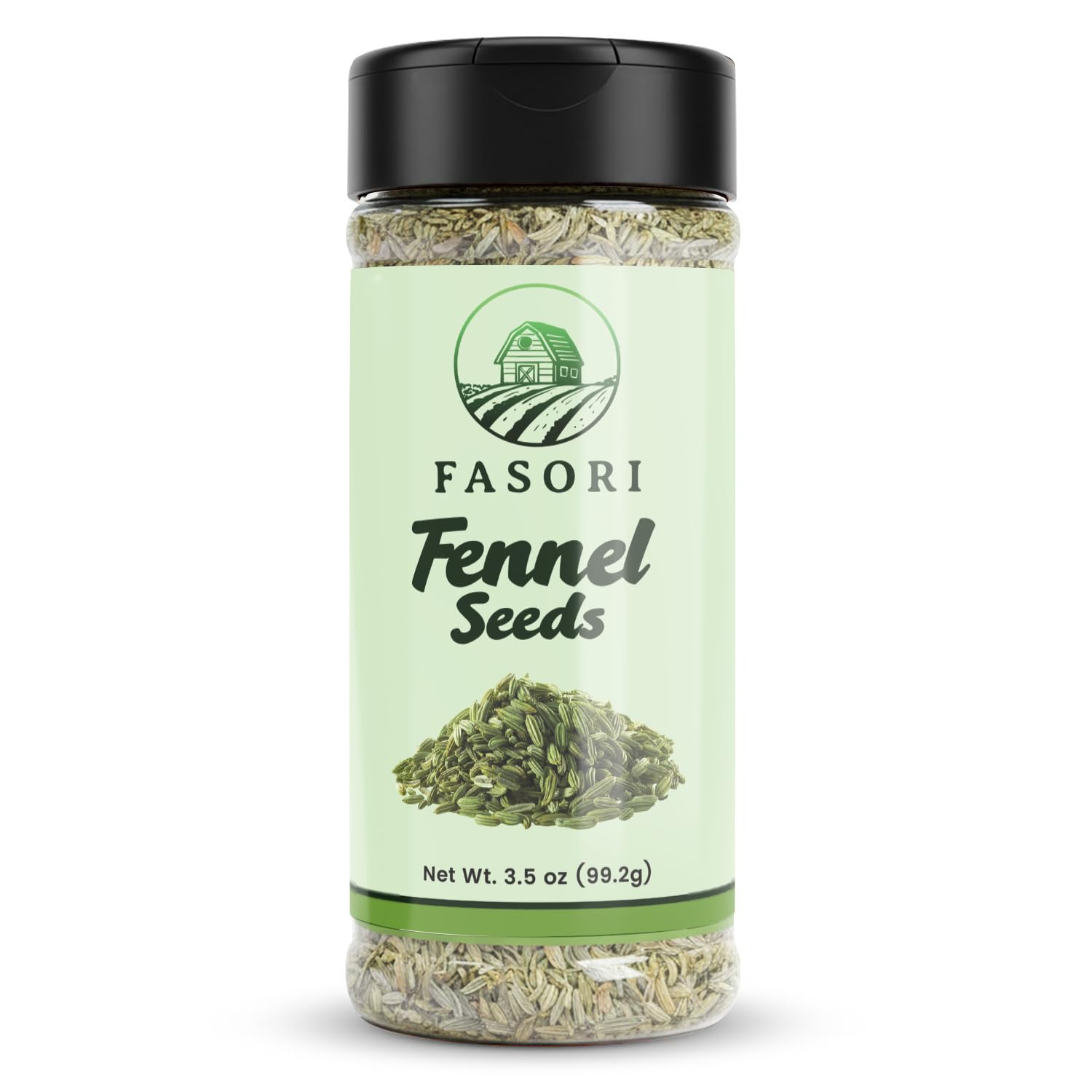 Fasori Fennel Seeds Whole 3.5 oz (99 g) Premium Dried Fennel for Cooking, Tea, Digestion, Indian Spices, Mediterranean Recipes, Seasoning, Vegan.