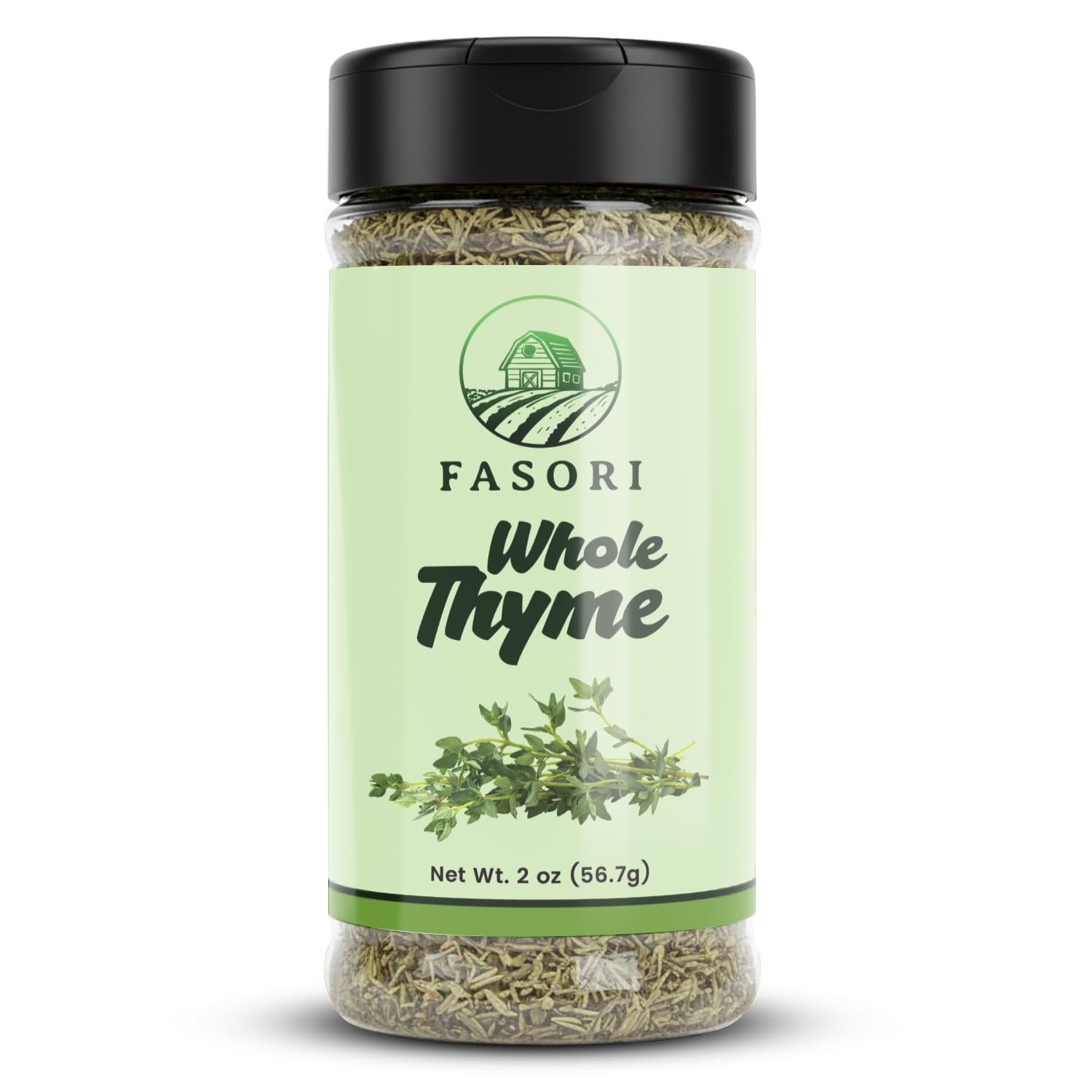 Fasori Thyme Leaves 2 oz (57 g) – Premium Dried Whole Thyme Herb, Aromatic Mediterranean Spice for Cooking, Roasts, Chicken & Vegetables