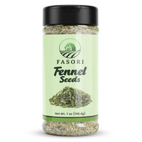 Fasori Fennel Seeds Whole 7 oz (198 g) Jar | Premium Dried Fennel for Cooking, Tea, Digestion, Indian Spices, Mediterranean Recipes, Seasoning, Vegan.