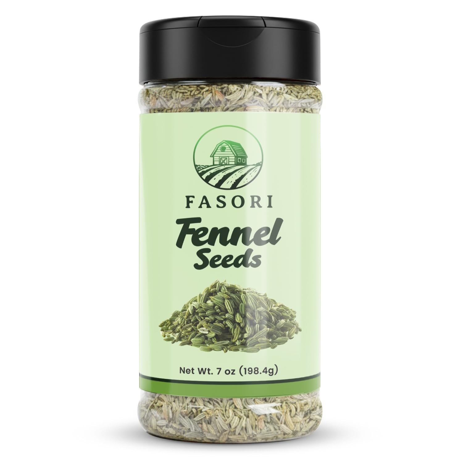 Fasori Fennel Seeds Whole 7 oz (198 g) Jar | Premium Dried Fennel for Cooking, Tea, Digestion, Indian Spices, Mediterranean Recipes, Seasoning, Vegan.