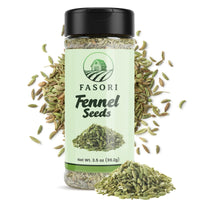 Fasori Fennel Seeds Whole 3.5 oz (99 g) Premium Dried Fennel for Cooking, Tea, Digestion, Indian Spices, Mediterranean Recipes, Seasoning, Vegan.