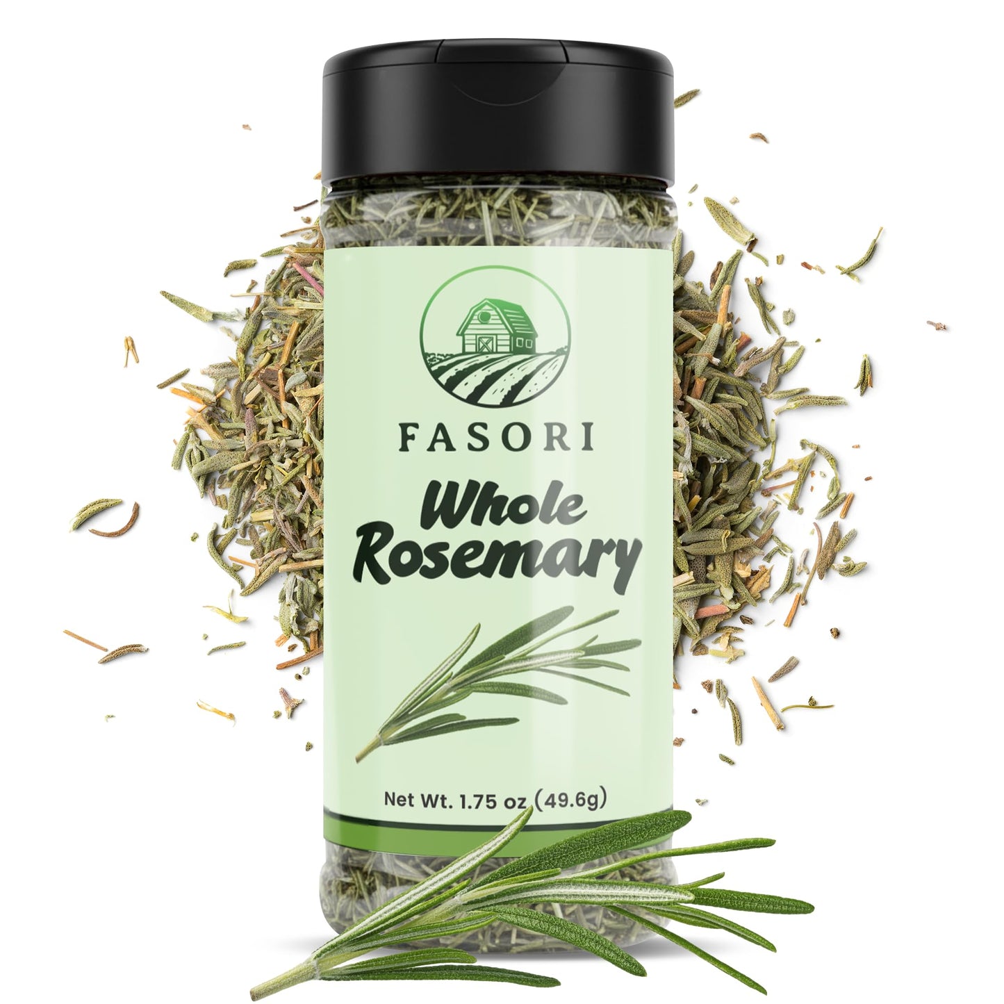 Fasori Rosemary Whole Leaves 1.75 oz (50 g) – Premium Dried Whole Rosemary Herb, Aromatic Mediterranean Spice for Cooking, Roasts, Chicken & Potatoes