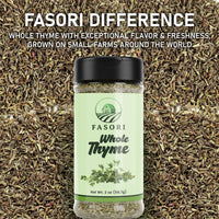 Fasori Thyme Leaves 2 oz (57 g) – Premium Dried Whole Thyme Herb, Aromatic Mediterranean Spice for Cooking, Roasts, Chicken & Vegetables